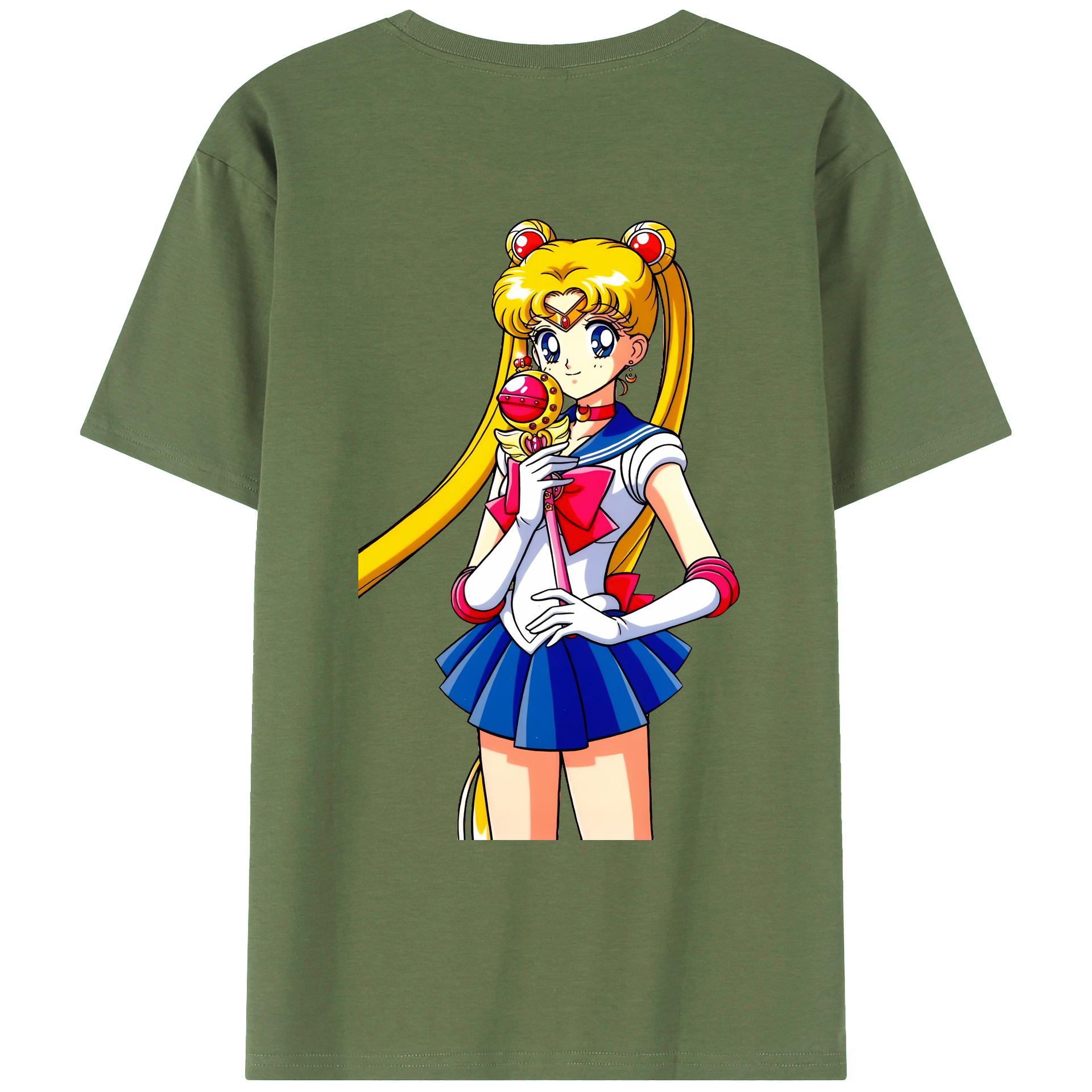 （画像用） 美少女戦士セーラームーン 月野 うさぎ つきの うさぎ Sailor Moon Tsukino Usagi 綿100％ メンズ半袖Tシャツ（バックプリント） 通気性